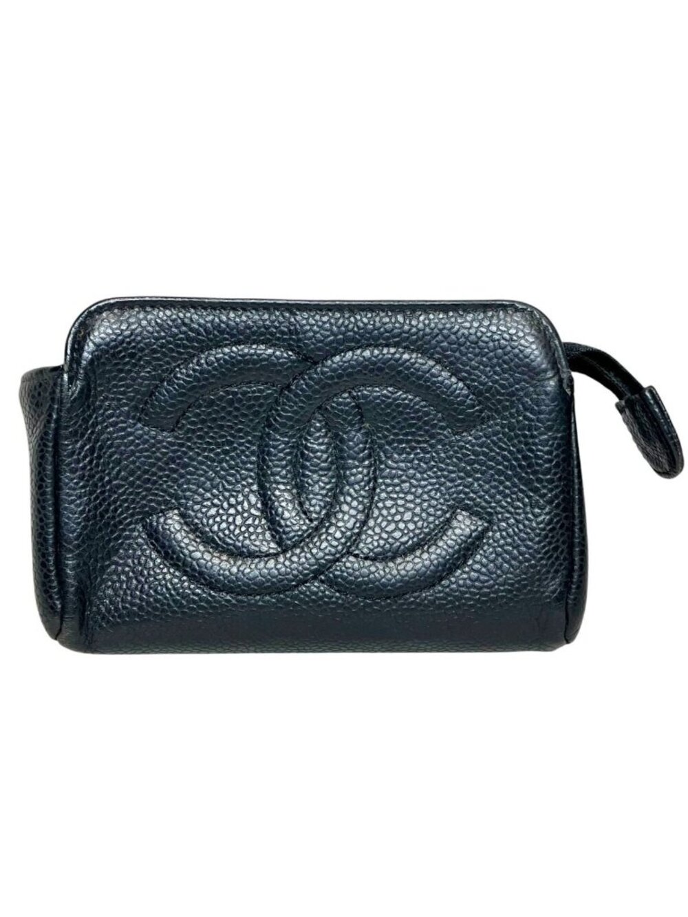 Chanel Cosmetic Pouch CC Logo Caviar Leather
